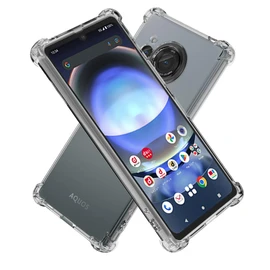Hy+ AQUOS R8 Shockproof Case, SH-52D Cover, Strap Hole, US Military MIL Standard, Clear, Built-in Shock Absorption Pocket, TPU Case