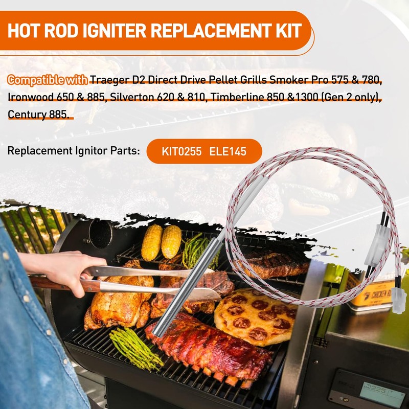 KIT0255 Hot Rod Igniter Replacement for Traeger D2 Pellet Grills