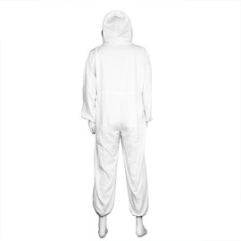 Flexzion Beekeeping Suit Full Body - Beekeeper Suits Coverall Jacket Outfit Equipment Bee Keeping Supplies with Protective Self Supporting Round Veil Hood for Bee Keeper Hive Bee Box (XL/XXL Large)