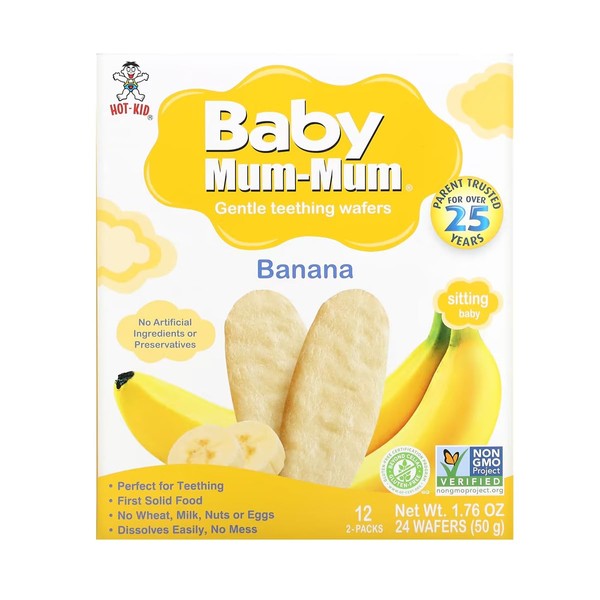 Galletas De Arroz Para Bebé Orgánica Baby Mum Mum, Sin Gluten, Alimentación Complementaria (Banana)