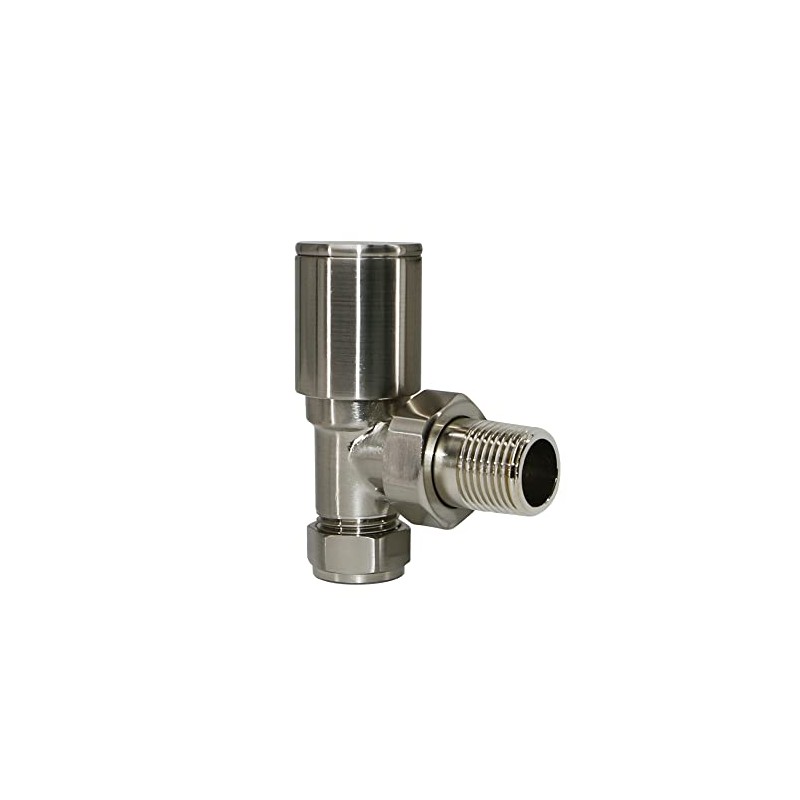 NRG Manual Valves Angled Round Head Satin Nickel Towel Rail