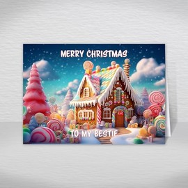 Bestie Christmas Card, A5 Size Christmas Card for my Bestie, Best Friend Luxury Christmas Greeting Cards with a Christmas Wishes Greetings Verse Inside: Gingerbread House Christmas Card