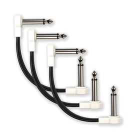 M MAKA Flat Low Profile Guitar Patch Cable 6 inch for Effects Pedals, 1/4 inch Right-Angle, White, 3-Pack New Version