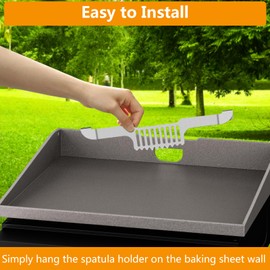 Grease Gate Spatula Holder for Blackstone Griddle,11.8 Inch Magnetic Design Prevent Food from Falling Stainless Steel Grill Barbecue Tool Rack Griddle Accessories for Blackstone(Silver)