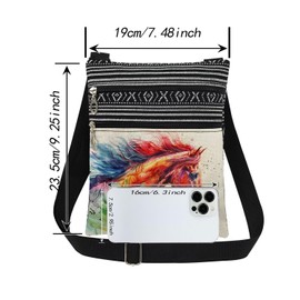 XiaoGalaee Watercolor Horse Print Crossbody Bag Adjustable Unisex Shoulder Bag with Zipper Freedom-Themed Gifts for Equestrian Enthusiasts Horse Lovers Men Animal Purse