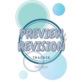 Preview And Revision Tracker For Student Planner: One semester tracker with preview tracker table, revision tracker table, to do list, notes, goals, quotes and class-rating.