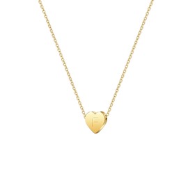 Symretie 14K Gold Plated Initial Necklaces for Women Girls - Tiny Alphabet Letter F Necklaces - Gold Heart Pendant Necklaces Jewellery Gifts