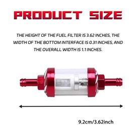 KUQUTIDY 1/4 Inline Fuel Filter for Motorcycle, Lawn Mower, Small Engine,Transparent Glass Visible Oil Level 5/16 In Line Fuel Filters, Universal Motorcycles Accessories