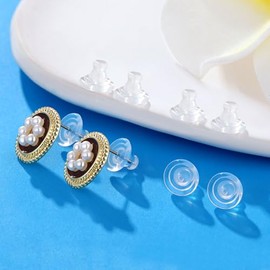 Silicone Earring Backs, Clear Locking Secure Earring Backs for Studs, Hypoallergenice Backings Replacements for Studs/Droopy Ears, No-Irritate for Adults (Clear)