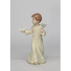 Cosmos Gifts Fine Porcelain Boy Angel Releasing Dove Figurine, 7" H