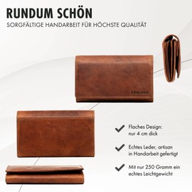 STILORD 'Amanda' Women's Large Leather Wallet with RFID Protection, Vintage Wallet, Wallet, Portomonee for Women, Genuine Leather, Kara - Cognac, Vintage and elegant