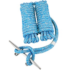 Young Marine 1/2” X 15’ Nylon Dock Lines Marine-Grade Double-Braided Nylon Dock Line with 12” Eyelet.Boat Rope Mooring Rope Dock Line for Boats Under 40 ft (Blue&Gray-2 Pack)