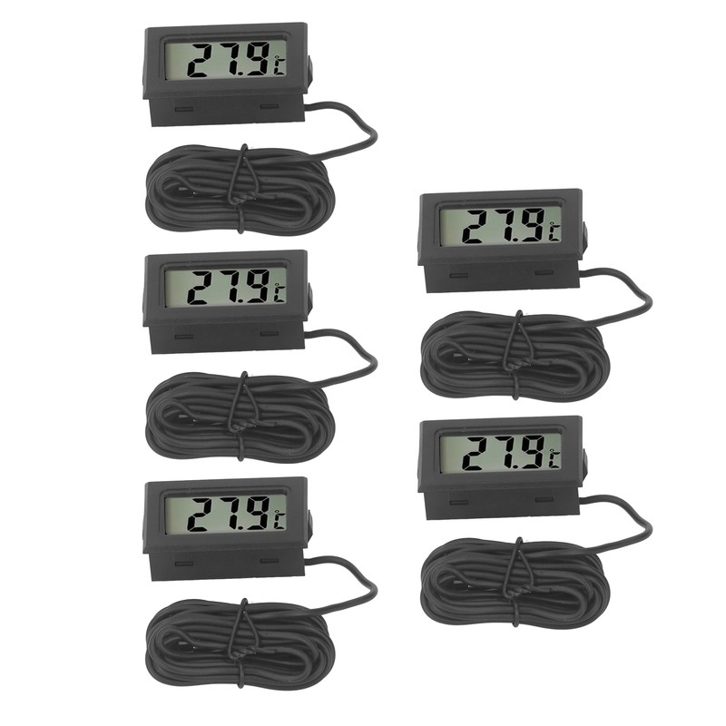5PCS Electronic Digital Display Thermometer Black Mini Embedded Indoor Digital