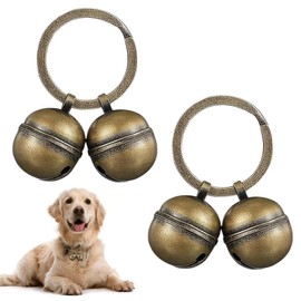 Tomedeks 2 Pcs Dog Bells for Pet Tracking,Cat Bells for Collars Loud,Extra Loud Cat Dog Collar Bells Vintage Copper Collar Charms Pendant with Key Ring Quick Clip,Pets Collar Charm(Bronze Colour)