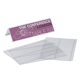 Durable Targhette da tavolo in PETP, altezza x larghezza 61/122 x 210 mm, confezione da 10, per esporre tavoli