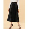 Allegra K Women's Pleated Midi Skirt Elastic Waist Metallic Shiny