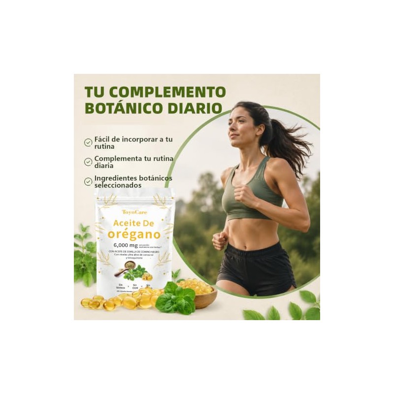 ToyoCare - Aceite de Orégano con Comino Negro, 300 Cápsulas