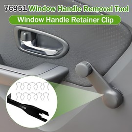 76951 Window Handle Removal Tool with10 Pcs Car Window Handle Crank Retainer Clip, Car Inside Door Panel Removal Metal Tool Kit