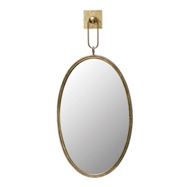 Creative Co-Op Oval Metal Framed Wall Mirror with Bracket, Gold