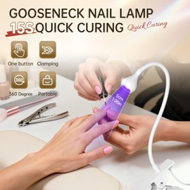 AORAEM LED Nail Lamps 3W Flexible Gooseneck Lamp Quicky Dry Nail Manicure Dryer Gel Polish Curing Light Plug Play Portable Flash Cure Light for Gel Nails Home DIY Professional Nail Tools White