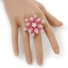 Avalaya Large Dimensional Clear/Pink Diamante Narcissus Cocktail Ring In Gold