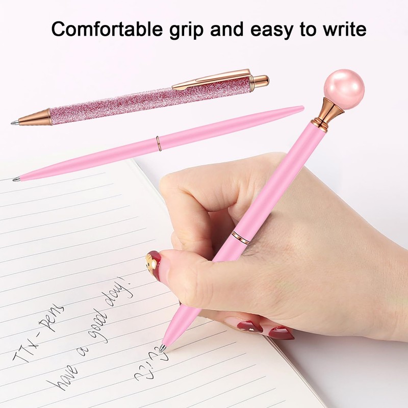 SHUBEIEUMI 6 Pcs Pink Glitter Ballpoint Pens, Creative Pen Gift