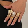 IQPDYV Chunky Gold Rings for Women Stackable Baroque Pearl Flower