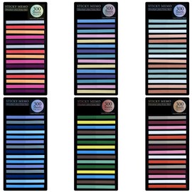 6 Pack Multi-Function Sticky Index Tabs,1800 Pieces Tiny Text Highlighter Strips, Colorful Sticky Notes for Index callout,File Classification,Book Notes Highlights,Page Tabs(D)