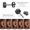 PATISORNA 10 Pairs Men Earrings Silver Black Studs for Men