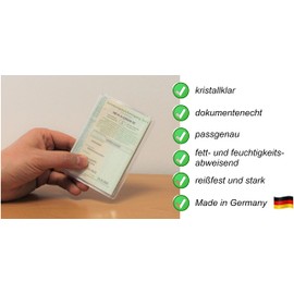 Frentree® Vehicle registration certificate cover for car registration, made in Germany, 3-piece transparent protective cover, crystal clear and perfect fit, indelible ID cover