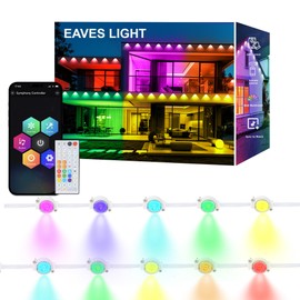 HEDCINLT Permanent Outdoor Eaves Lights, IP67 Waterproof Smart LED Light with App Control Remote, RGB String Lights for Christmas Holiday DIY House, Roof, Garden Decor Lighting - 50FT