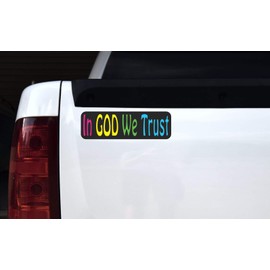 StickerTalk Colorful in God We Trust Vinyl Sticker, 10 inches by 3 inches