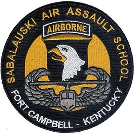 Bayonet Design - Sabalauski 101st Air Assault School Embroidered Patch - Large 5" Diameter Embroidered with a Wax Back and merrowed Edge - U. S. Army Air Assault - 101st Airborne Division