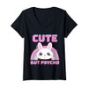 Women's Cute But Psycho Sweet Rainbow Bunny Funny Saying V-Neck