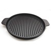 Round Grill Cast Iron Set W/Rubber Wood Underliner, for Steak,