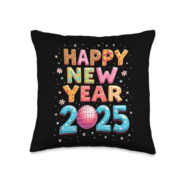 Festive Celebration Happy New Year 2025 Throw Pillow