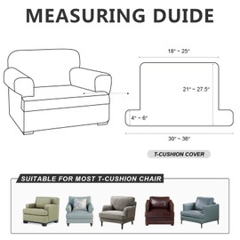 molasofa T-Cushion Sofa Seat Slipcovers Set, Couch Furniture Protector for Sectional, Armchair, Loveseat - Pets - Stretch Spandex Fabric (1 Cushion Armchair,Brown)