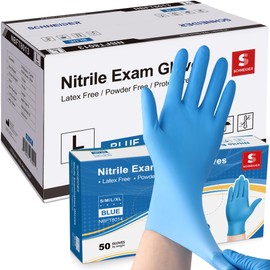 Schneider Nitrile Exam Gloves, Blue, Medium, Case of 1000, Disposable Nitrile Gloves, Latex Free, Powder Free, Food Safe, Non-Sterile - for Medical, Cleaning & Cooking Gloves