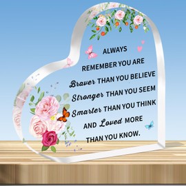 JMIMO Inspirational Gifts for Women Encouragement gifts Acrylic Plaque for Friend Her Birthday Christmas Graduation Gifts for Her Acrylic Plaque Present - You Are Braver Than You Believe