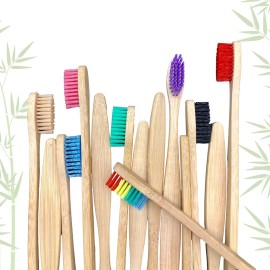 Cepillo Dientes Bambú Biodegradable Suave Ecológico 10pz F Color Negro