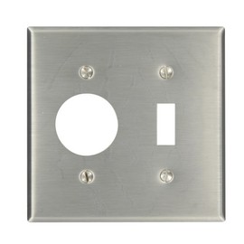 Leviton 2-Gang 1-Toggle 1-Single 1.406-Inch Diameter, Device Combination Wallplate, Device Mount, Stainless Steel, 84007
