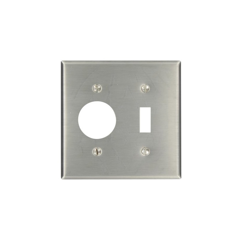 Leviton 2-Gang 1-Toggle 1-Single 1.406-Inch Diameter, Device Combination Wallplate, Device