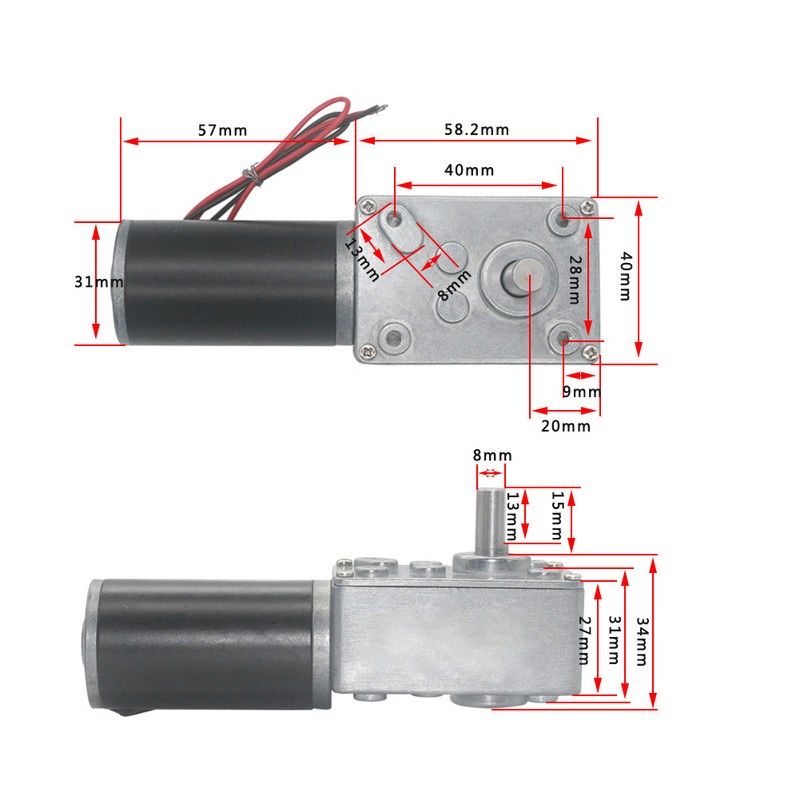 Speed Reduce Electric Gearbox Motor Reversible Worm Gear Motor 8mm