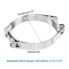 sourcing map T-Bolt Hose Clamp, 304 Stainless Steel Intake Soft Hose, Clamp Range 120-130mm for 5.12" Hose ID, T-Clamps for Automotive, Intercooler, Radiator, Silver