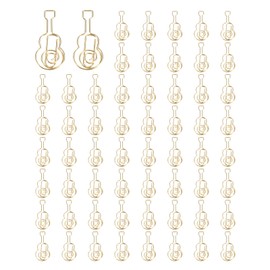 PATIKIL Cute Paper Clip, 60Pcs Guitar Shape Paper Clip Metal Funny Bookmarks Planner Clips Clamp for Home Office Supplies Desk File Organization Wedding Decoration, Gold