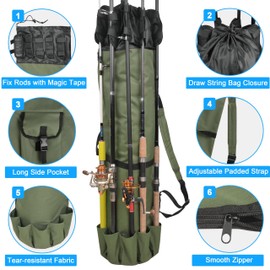 Fishing Rod Reel Case Bag Organizer Soft Fishing Rod Case Carrier Holder Pole Tools Fishing TackleStorage Bags