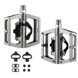 ROCKBROS Bicycle Pedals Aluminium Non-Slip 2 in 1 SPD Pedals/Platform Pedals for MTB Road Bike City Bike Ti