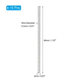 PATIKIL Compression Spring, 0.3mm Wire Dia x 2mm OD x 40mm L, 10 Pcs 304 Stainless Steel Mechanical Extension Small Springs Pen Springs Assortment Kit for Shop and Home Repairs