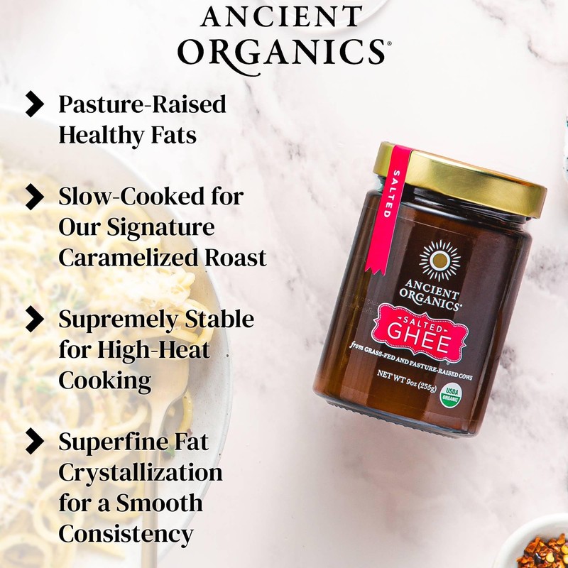 Ancient Organics Salted & Plain Ghee - Organic Grass Fed
