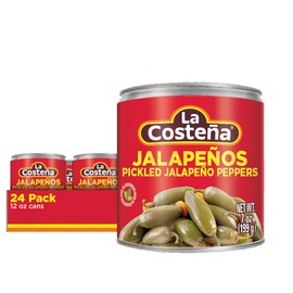La Costeña Whole Jalapeno Peppers - Pickled Jalapenos - Jalapeno Pepper - Hot Peppers for Mexican Food, Guacamole, Spicy Nacho & Taco Toppings, Enchiladas & Salsa - 7oz, 24 Pack Canned Jalapenos